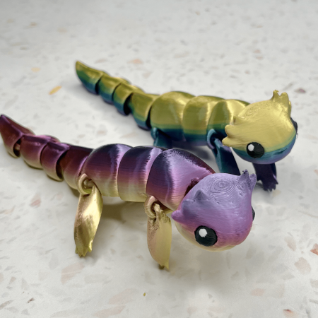Rainbow Articulated Axolotl - Wiggly and vibrant! (Colours may vary)